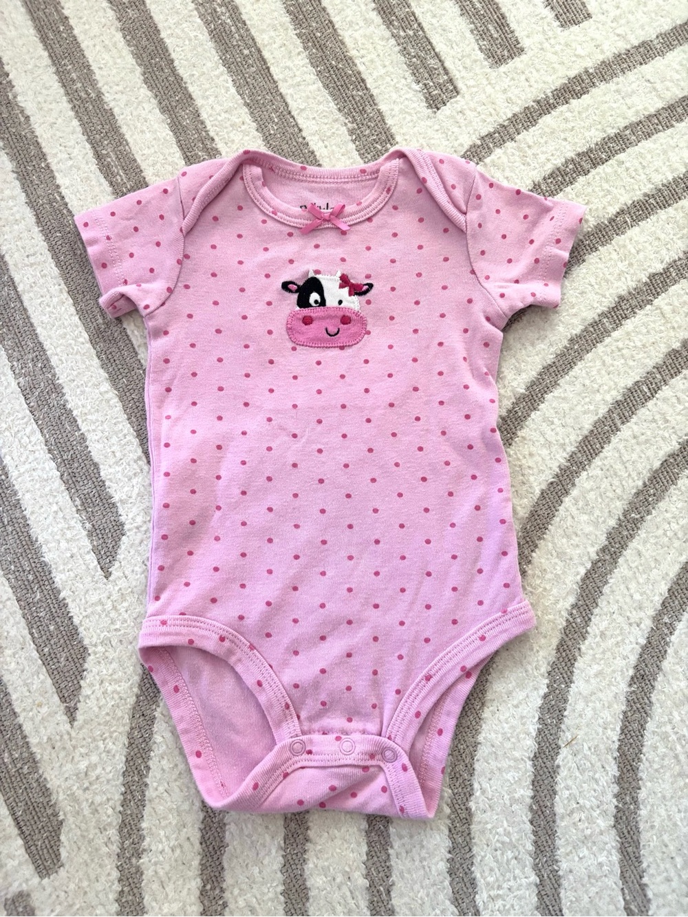 10/$15 Pekkle Pink Polka Dot Cow Baby Bodysuit